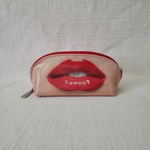 Cream and red makeup/pencil bag